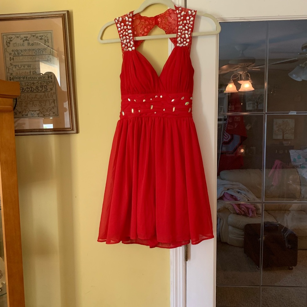 B. Smart red formal/party dress